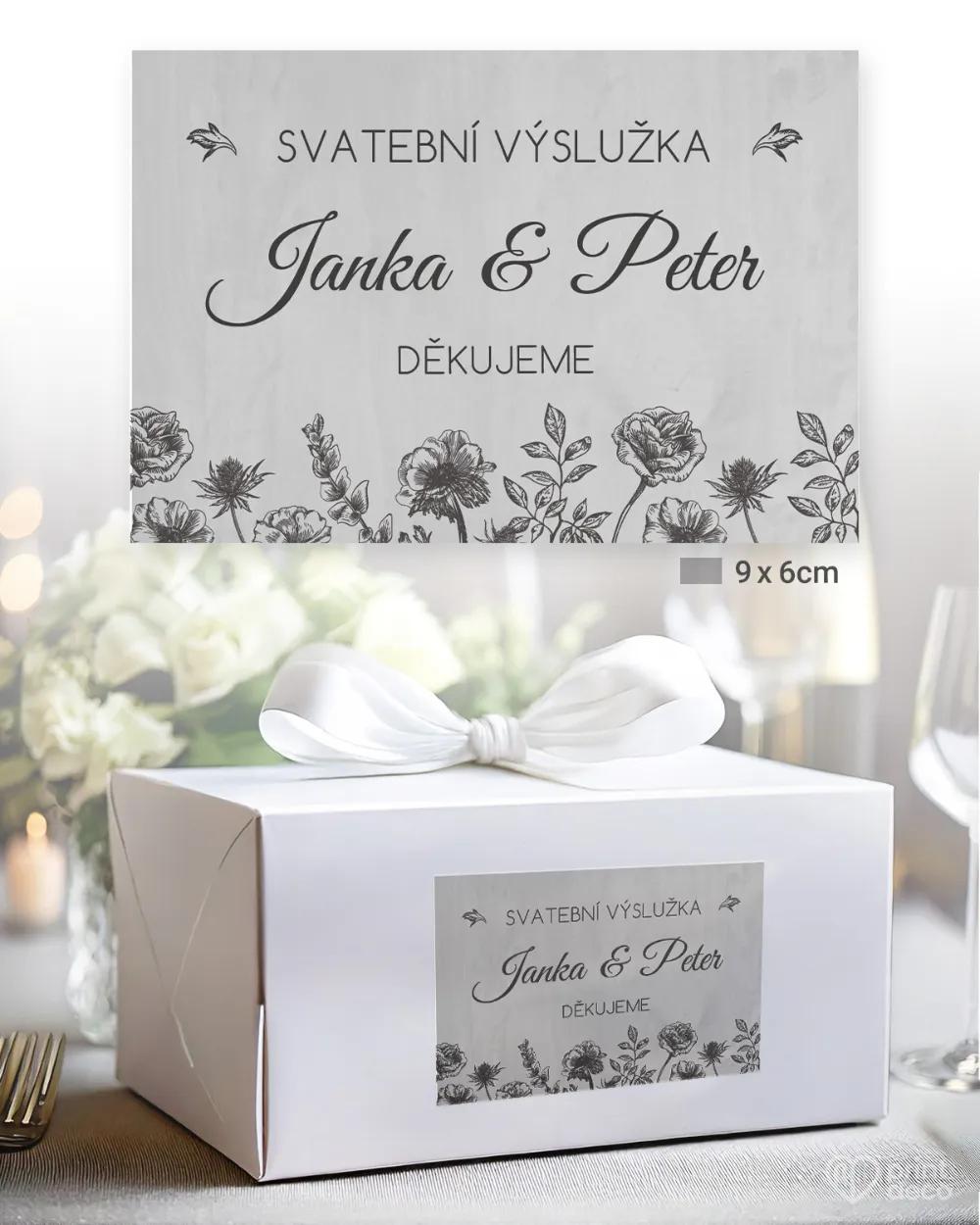 Svatební samolepky na výslužky se světlým motivem polní květiny 2/3