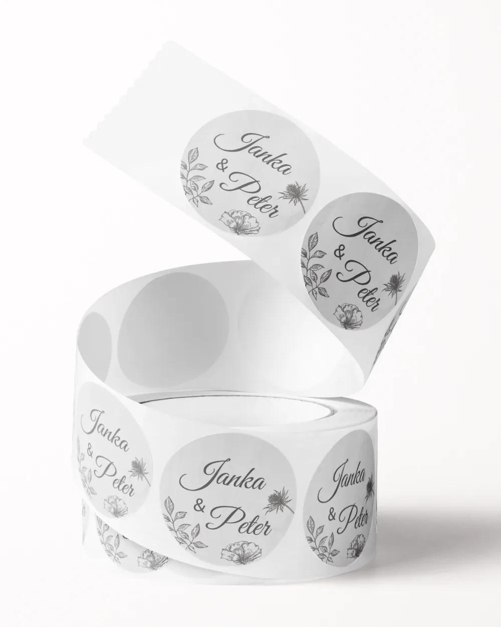 Svatební mini nálepky na obálky a dárky se světlým motivem Polní květiny 2/3