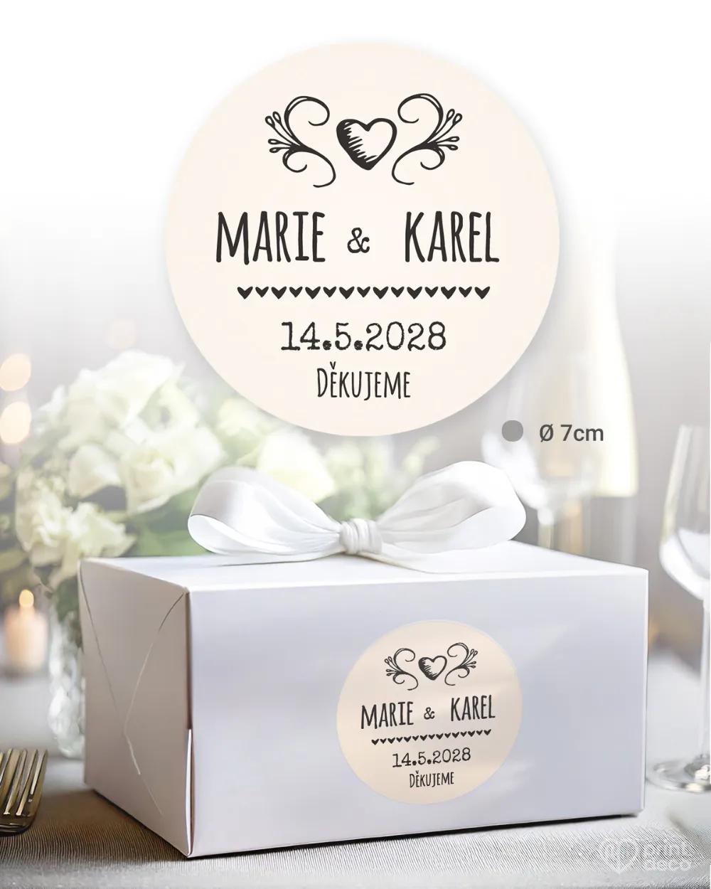 Svatební samolepky na výslužky jednoduché vintage II. 1/3