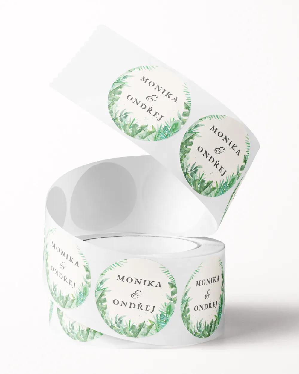Svatební mini nálepky na obálky a dárky v Greenery motivu 2/3