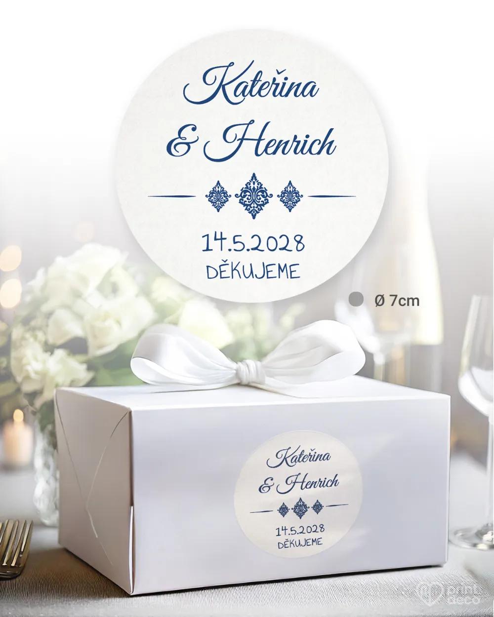 Svatební samolepky na výslužky luxusní Royal s královským motivem 1/3