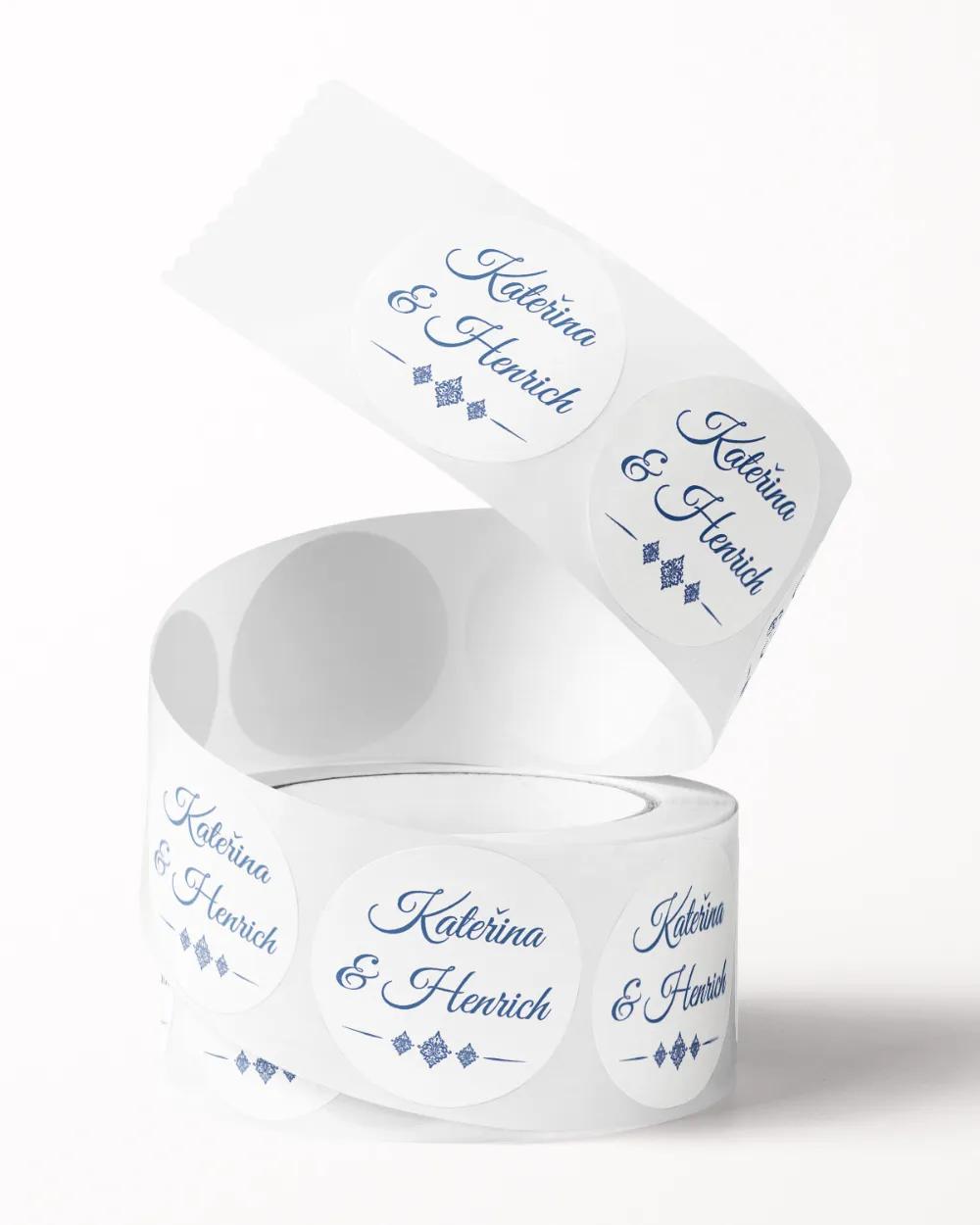 Svatební mini nálepky na obálky a dárky luxusní Royal s královským motivem 1/3