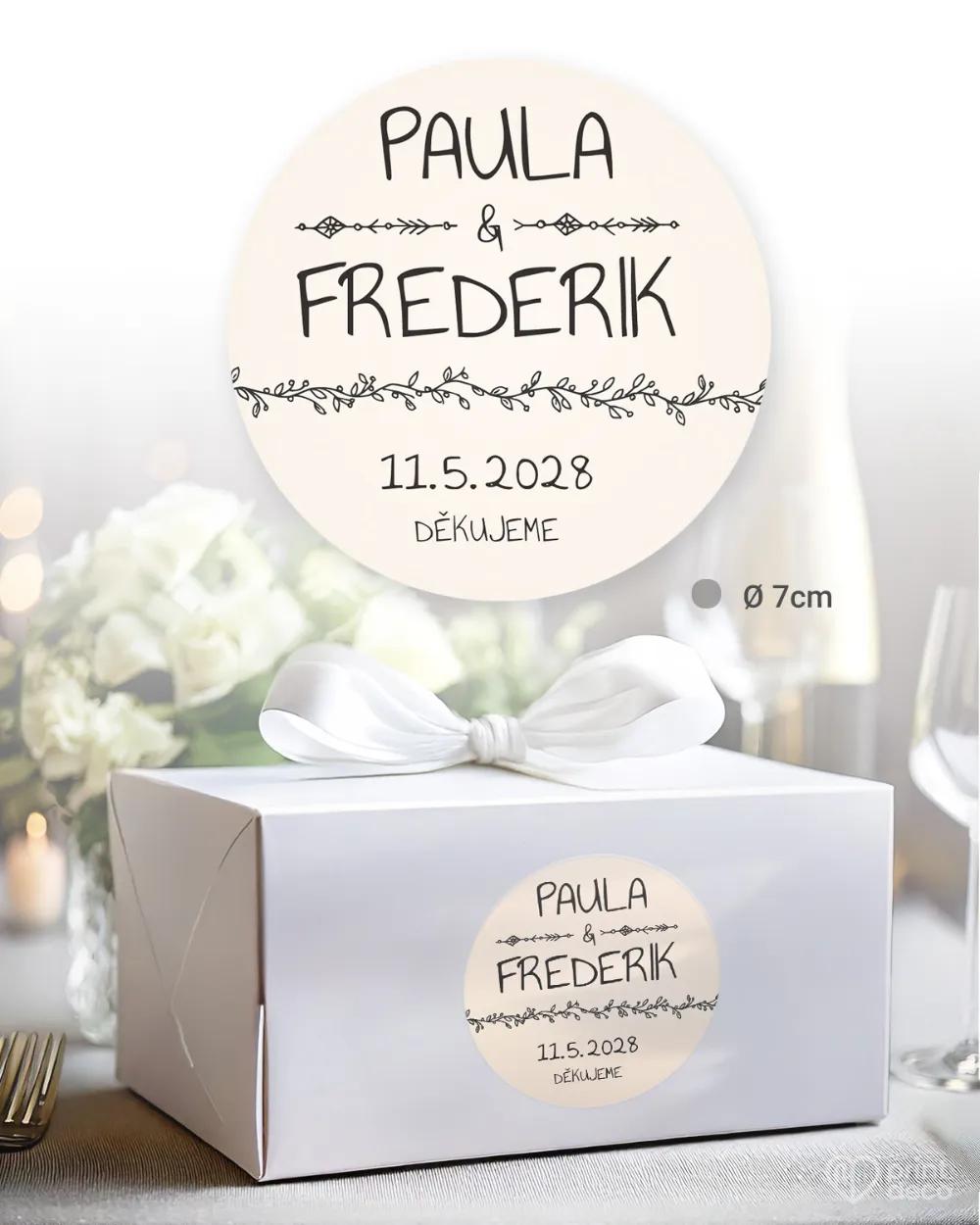 Svatební samolepky na výslužky vintage v přírodním motivu 1/3