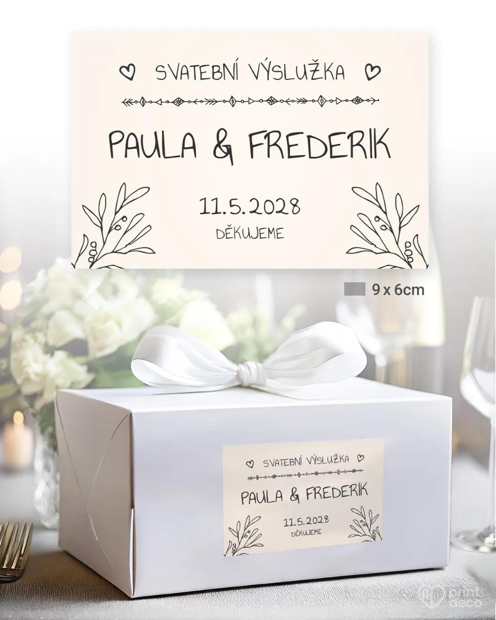 Svatební samolepky na výslužky vintage v přírodním motivu 2/3