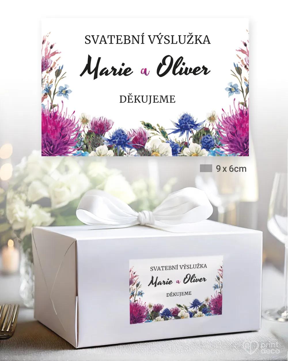 Svatební samolepky na výslužky pestré polní květiny 2/3