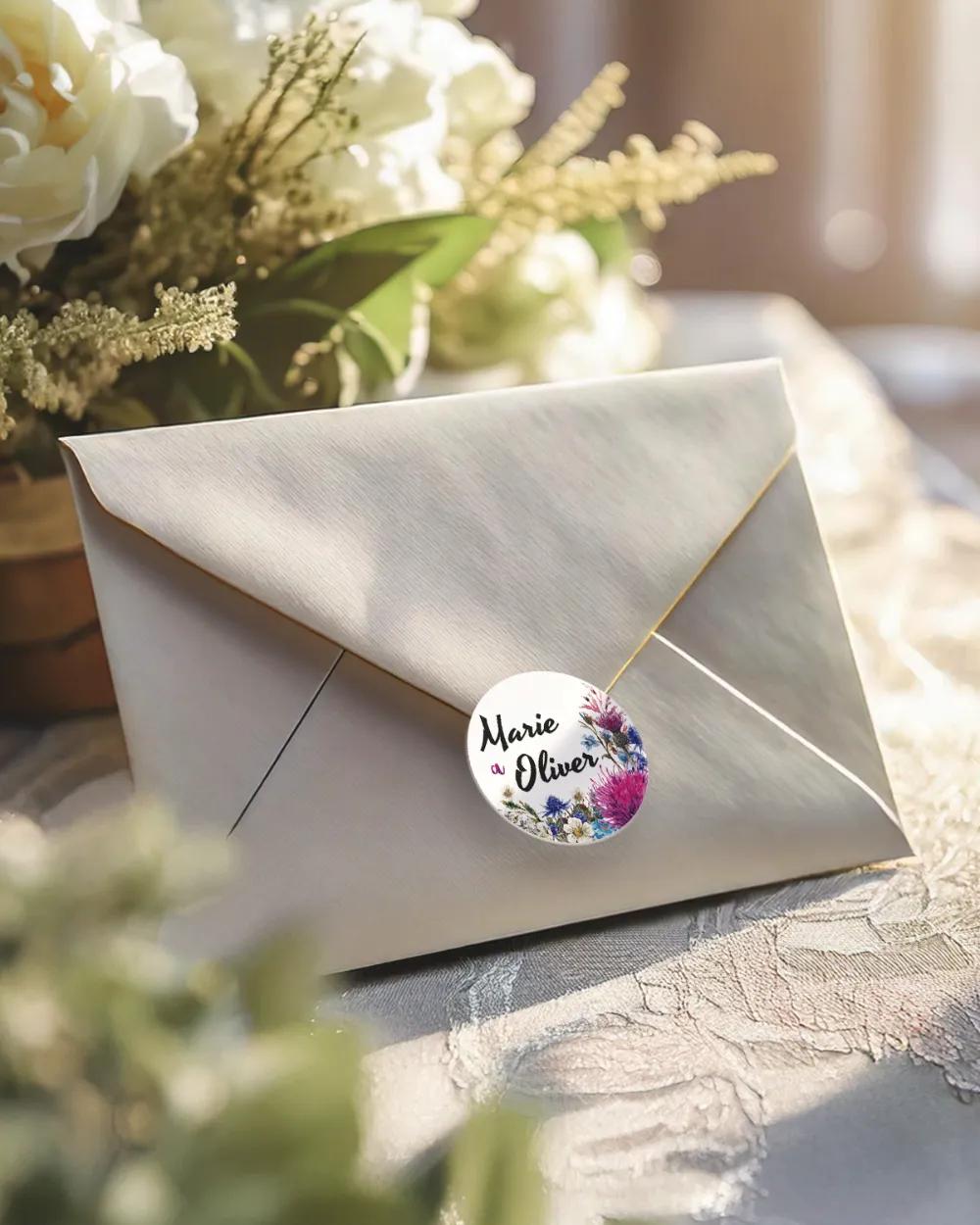 Svatební mini nálepky na obálky a dárky pestré Polní květiny 2/3