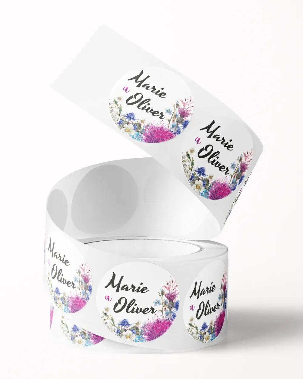 Svatební mini nálepky na obálky a dárky pestré Polní květiny 1/3