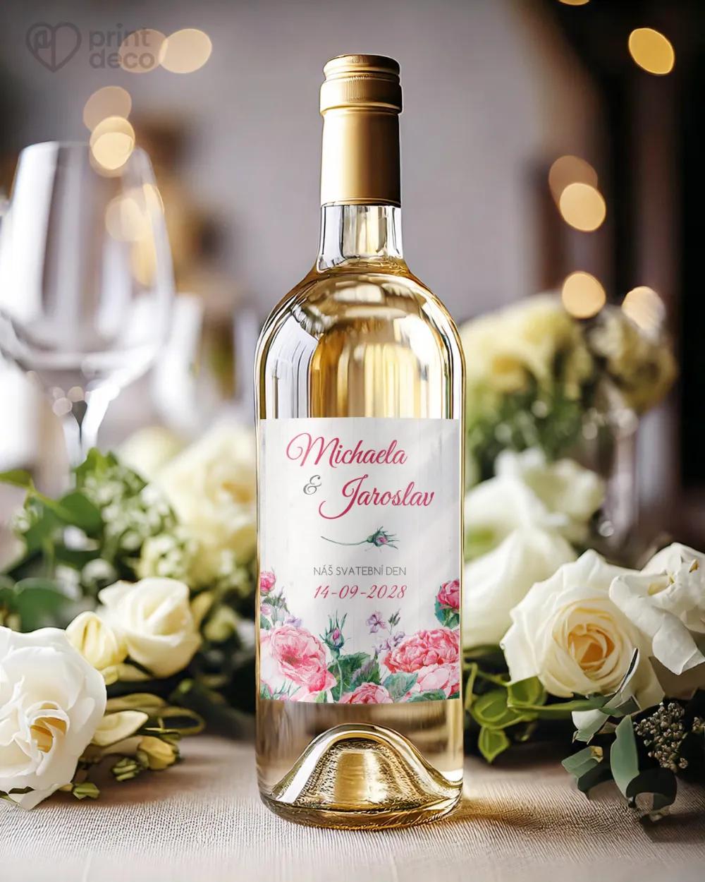 Svatební etikety s růžami a vintage prvky 1/2