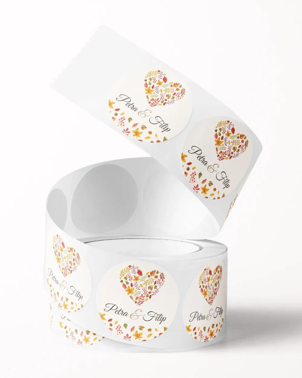 Svatební mini nálepky na obálky a dárky pestrobarevný Podzim 1/3