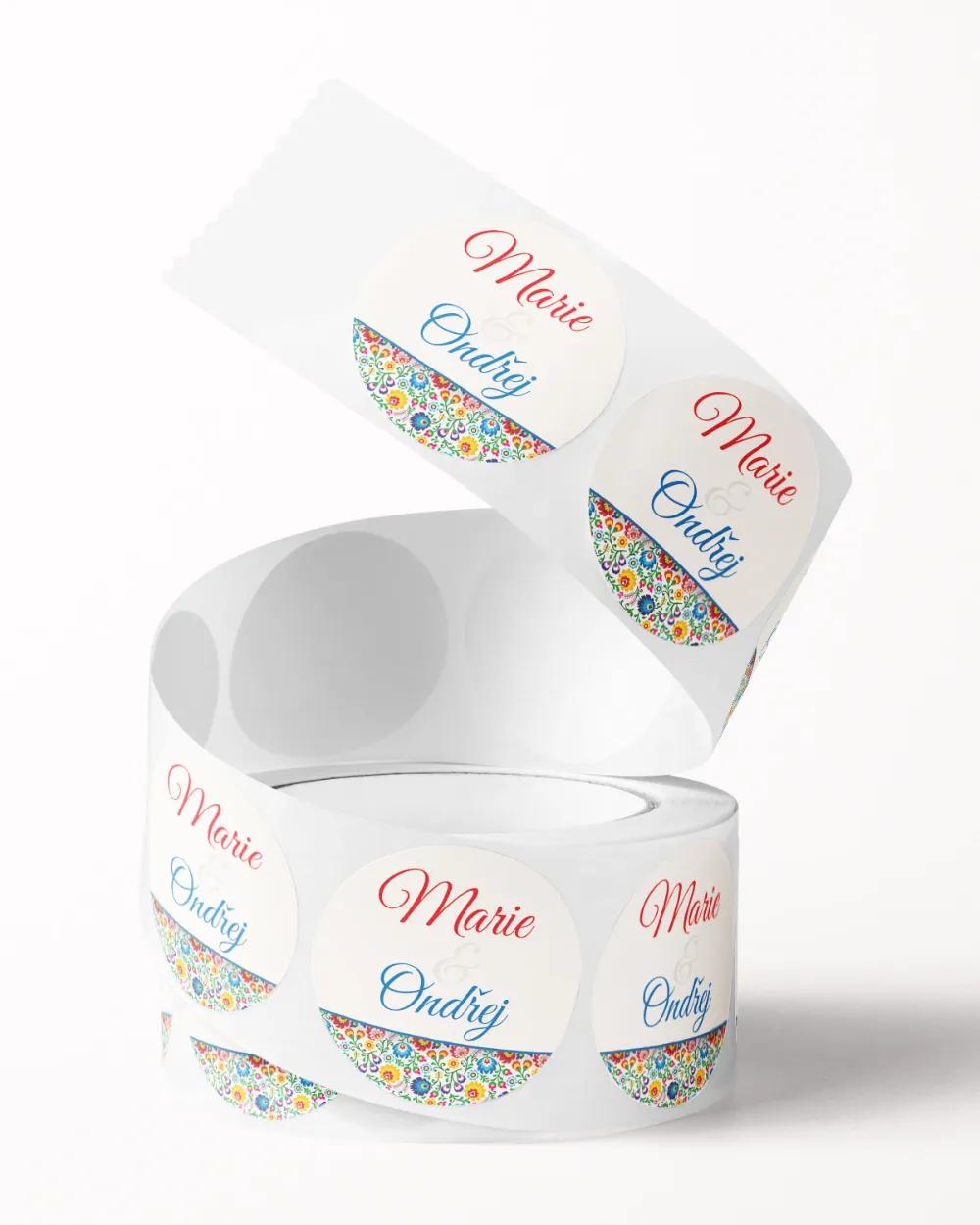 Svatební mini nálepky na obálky a dárky s lidovým motivem 2/3