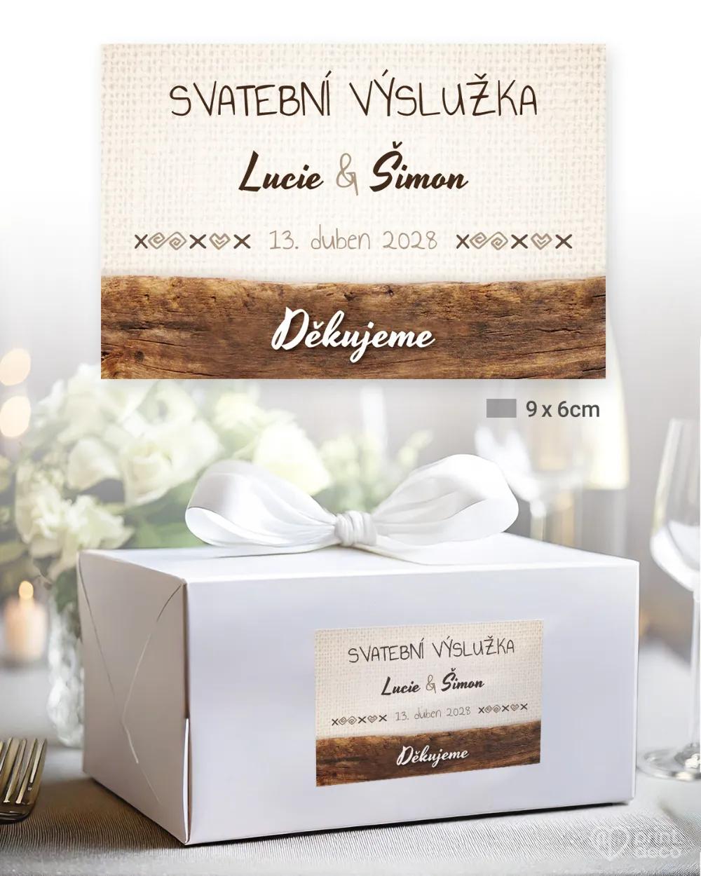 Svatební samolepky na výslužky s lidovým dřevěným motivem 2/3