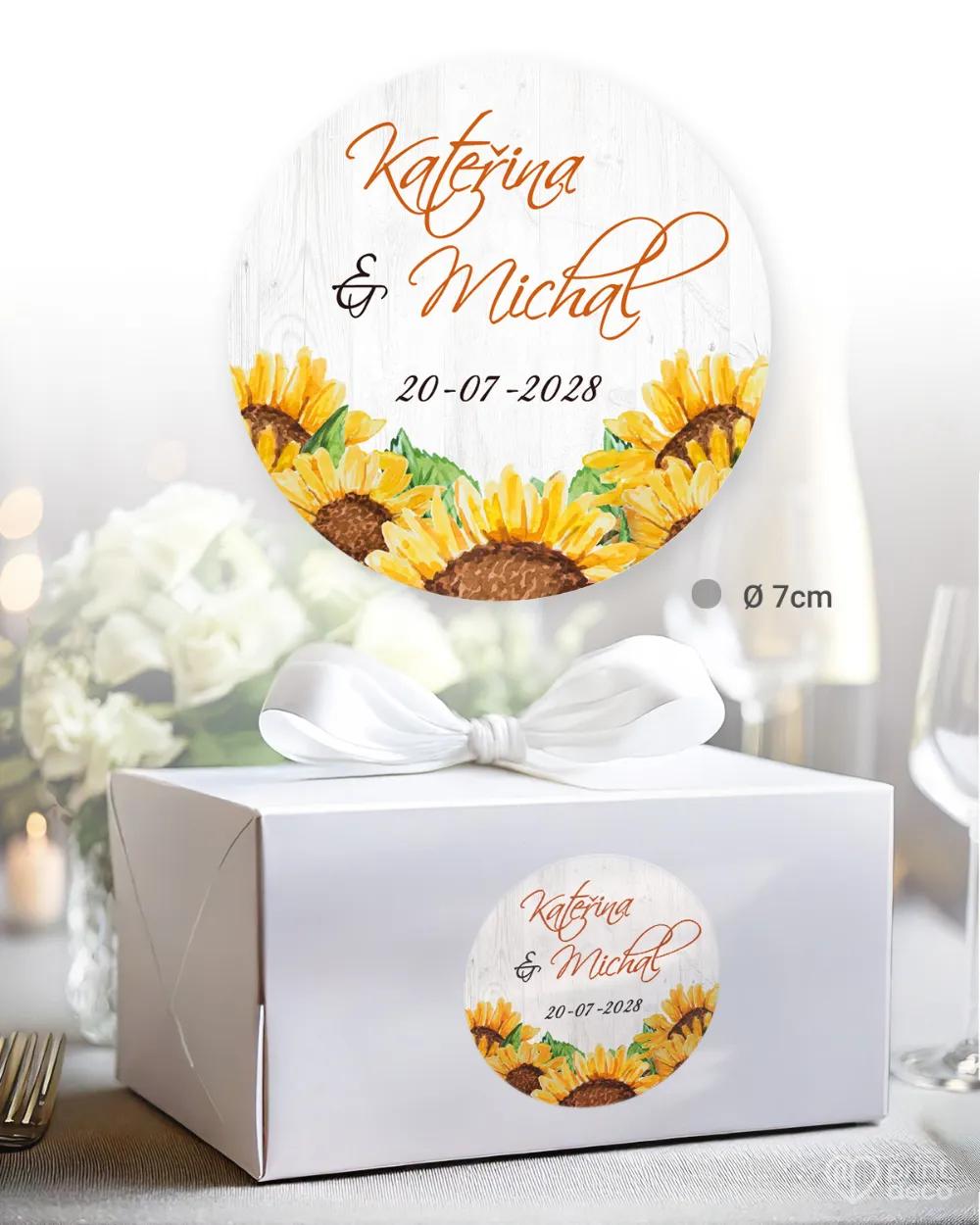 Svatební samolepky na výslužky slunečnice 1/3