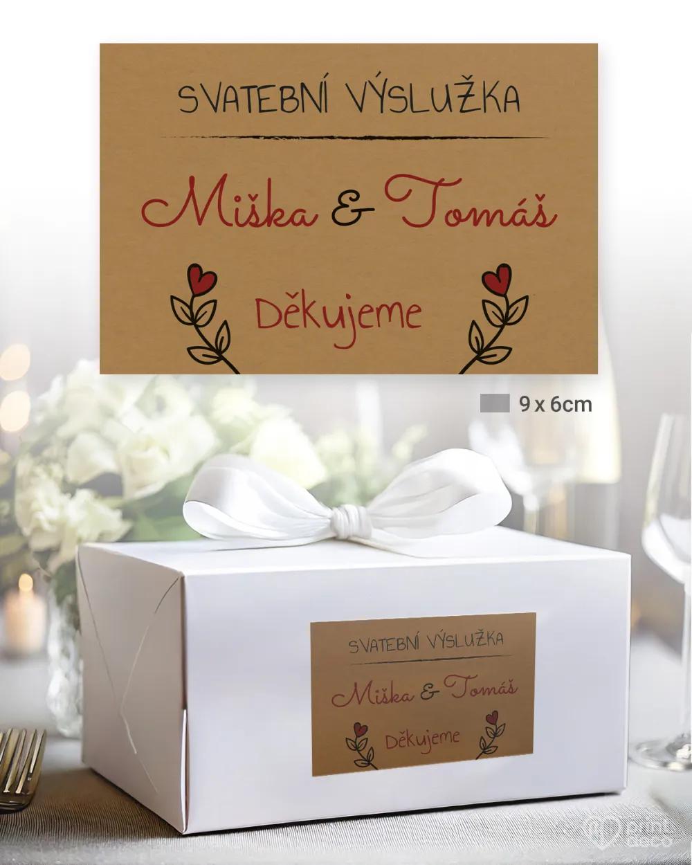 Svatební samolepky na výslužky kraft hnědá 2/3
