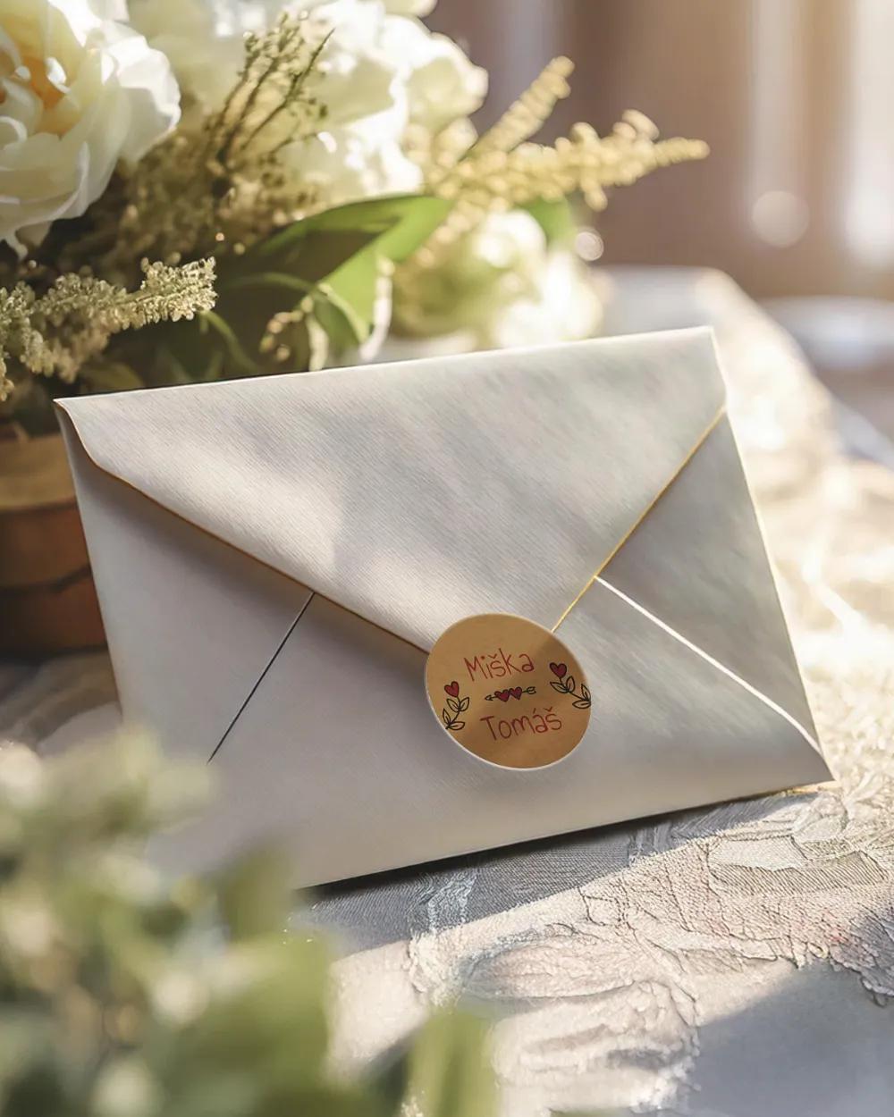 Mini nálepky na obálky / darčeky s motívom kraft (tmavé) 1/3