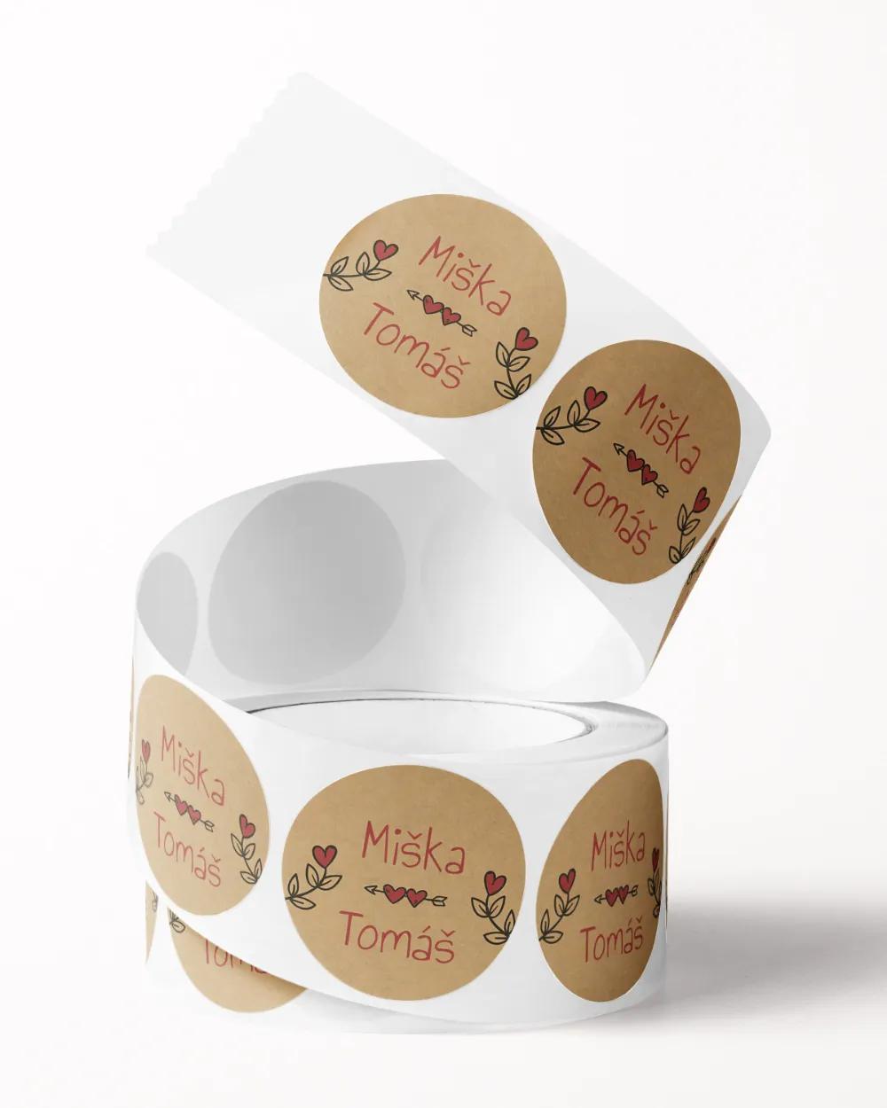 Mini nálepky na obálky / darčeky s motívom kraft (tmavé) 2/3