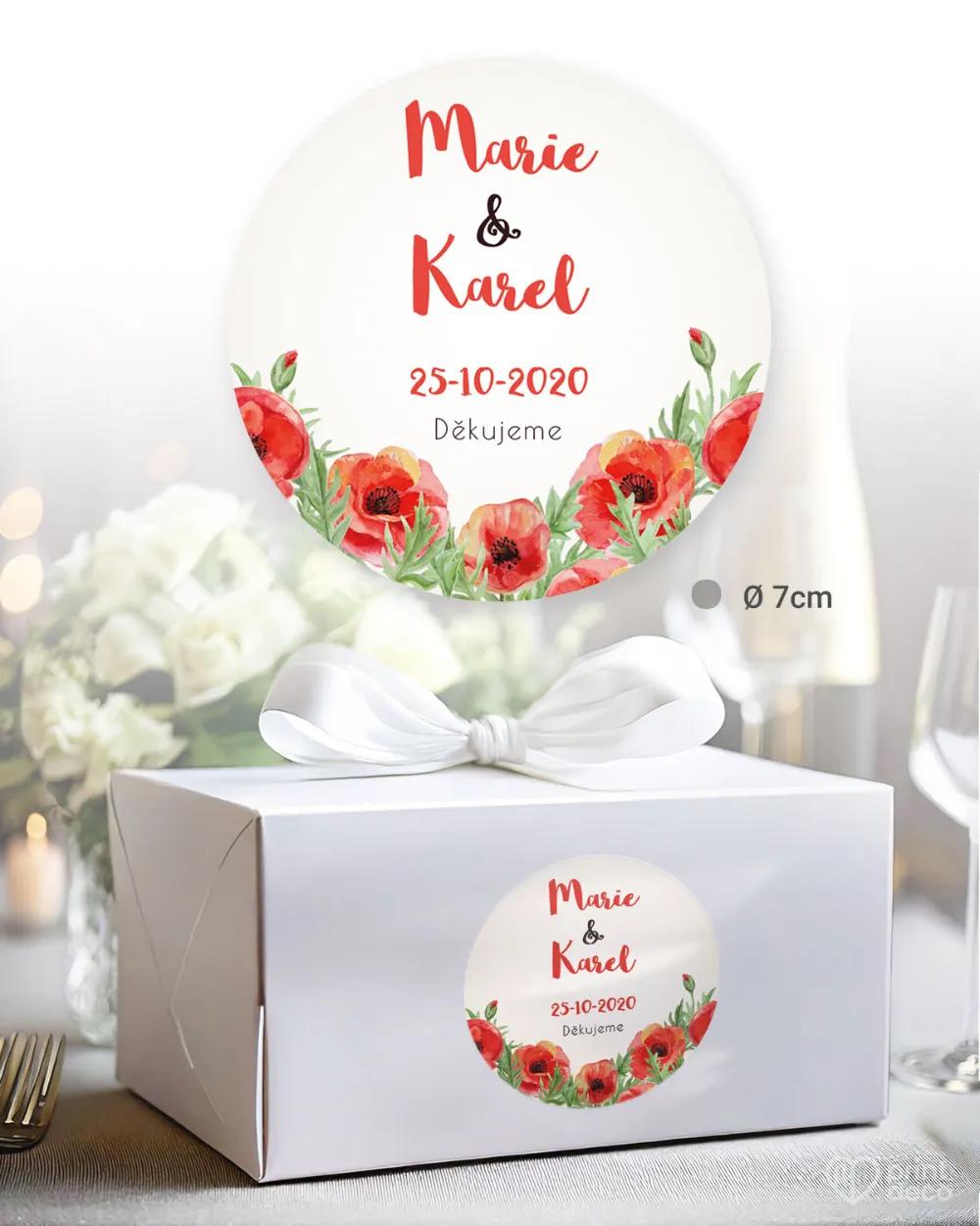 Svatební samolepky na výslužky polní máky 1/3