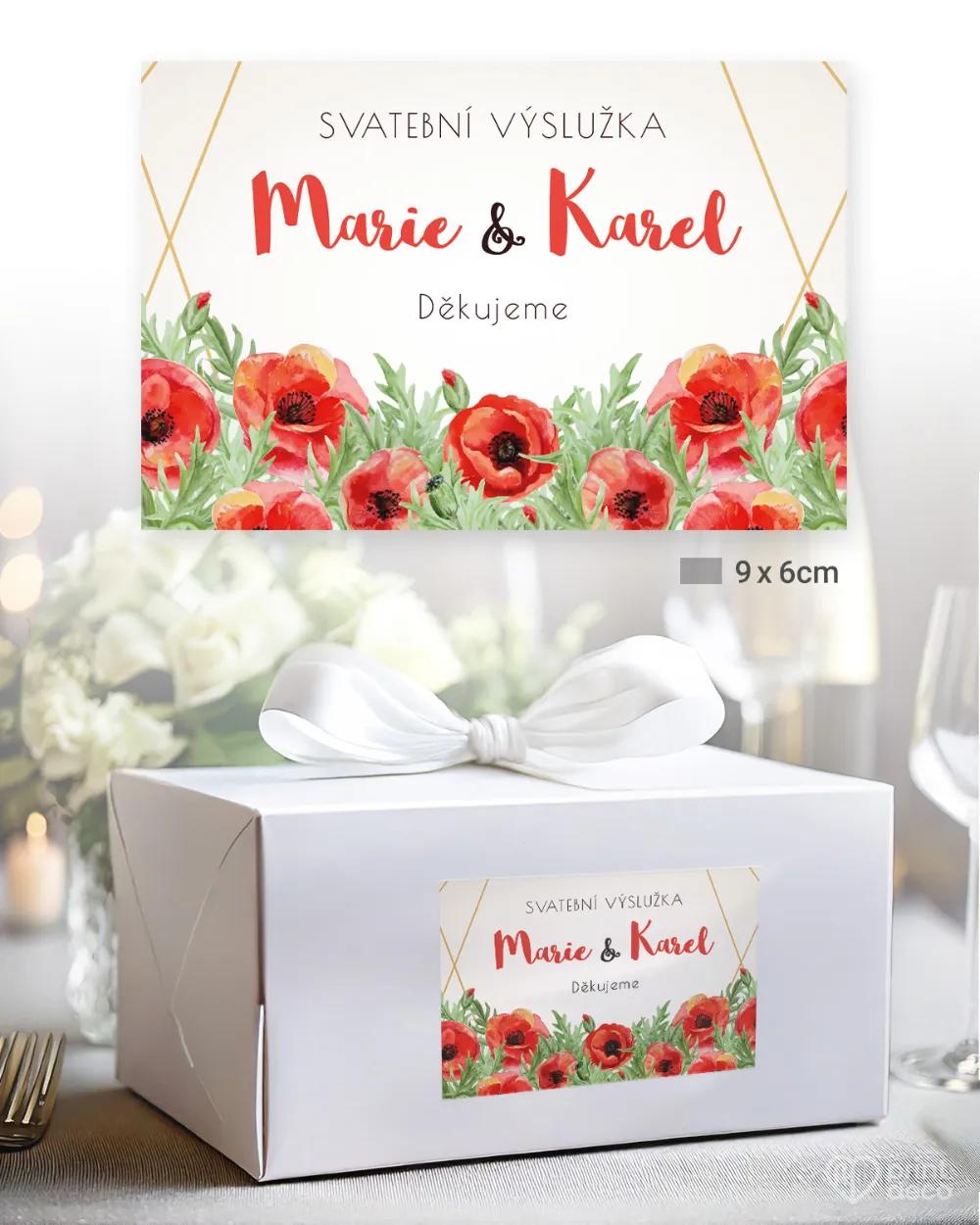 Svatební samolepky na výslužky polní máky 2/3