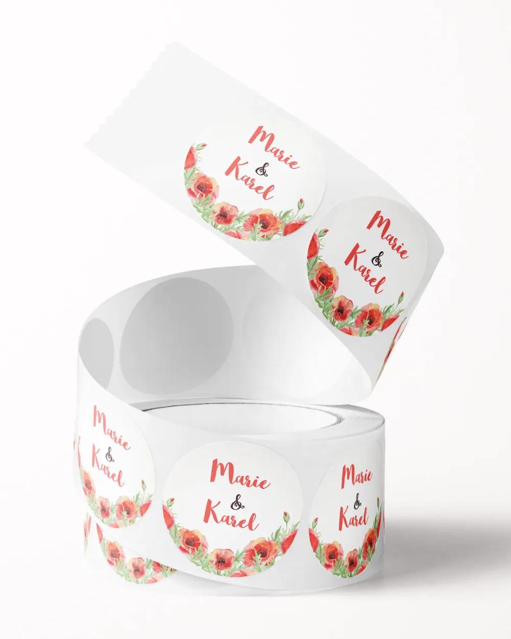 Svatební mini nálepky na obálky a dárky Polní máky 2/3