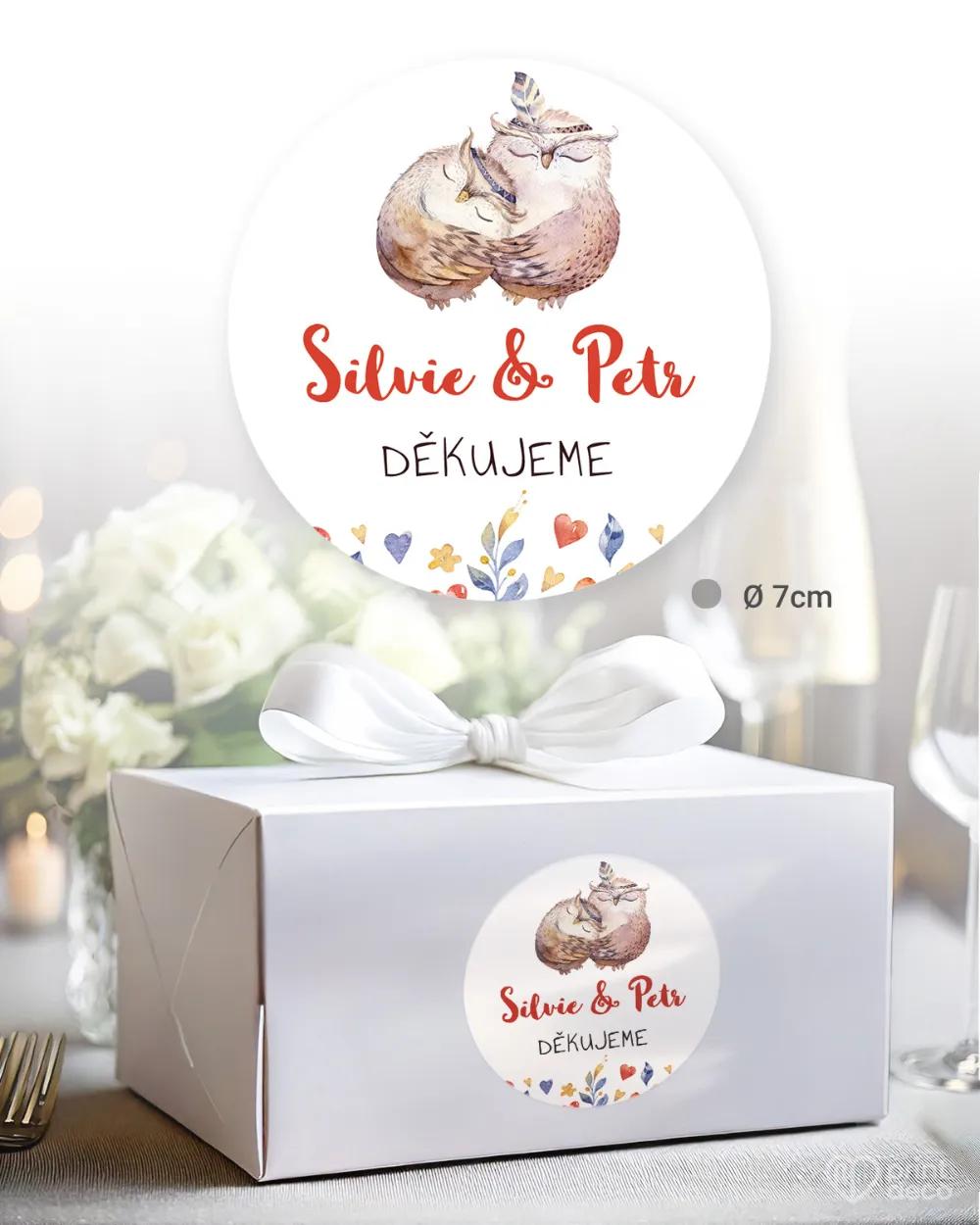 Svatební samolepky na výslužky sovičky 1/3
