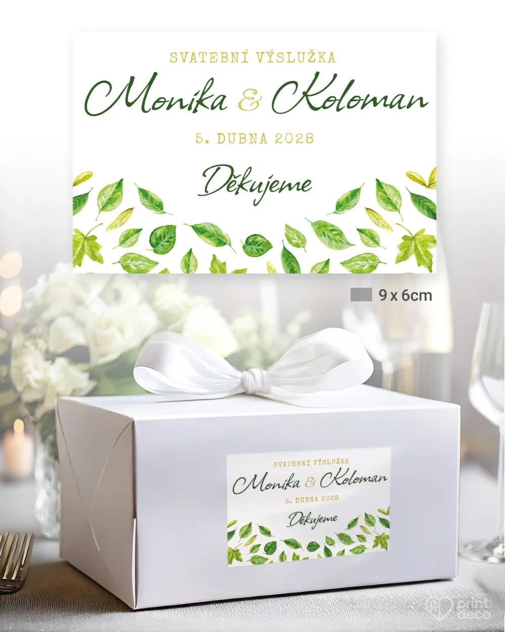 Svatební samolepky na výslužky svěží listy I. 1/3