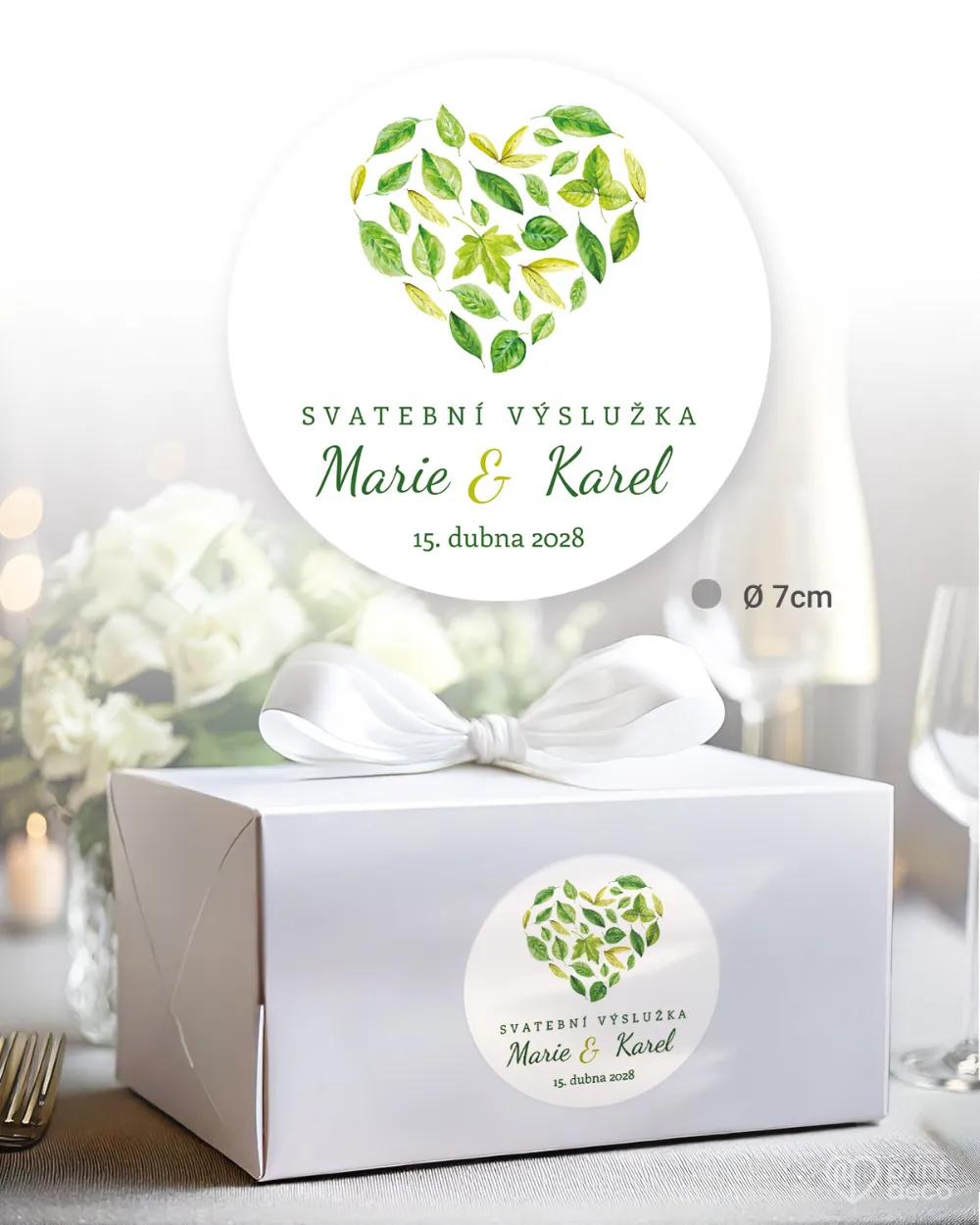 Svatební samolepky na výslužky svěží listy II. 1/3