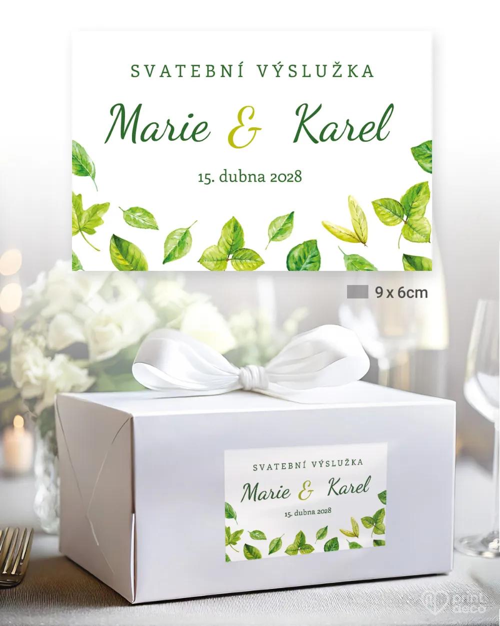 Svatební samolepky na výslužky svěží listy II. 2/3