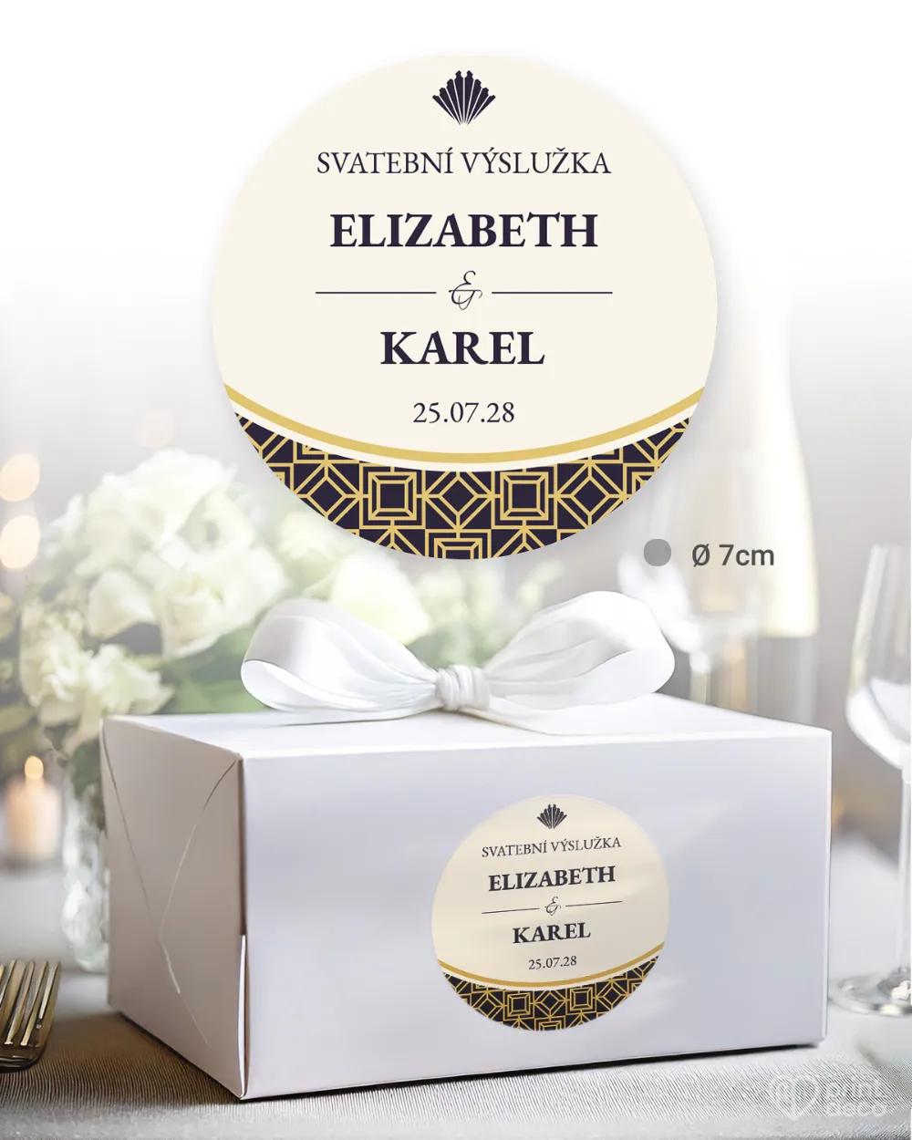 Svatební samolepky na výslužky Art Deco II. 1/3