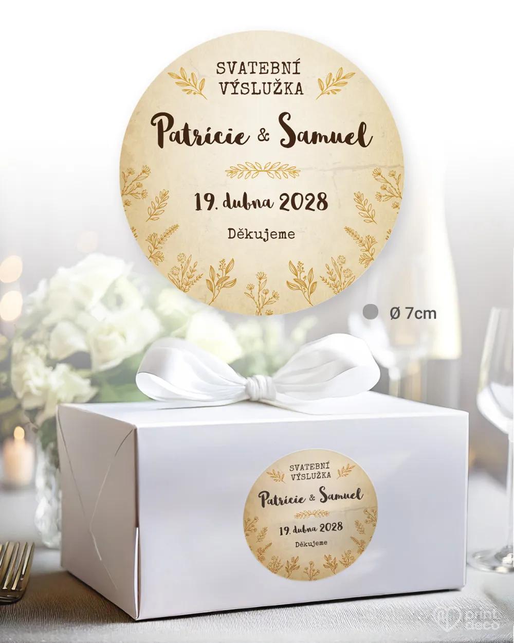 Svatební samolepky na výslužky vintage polní květiny 1/3