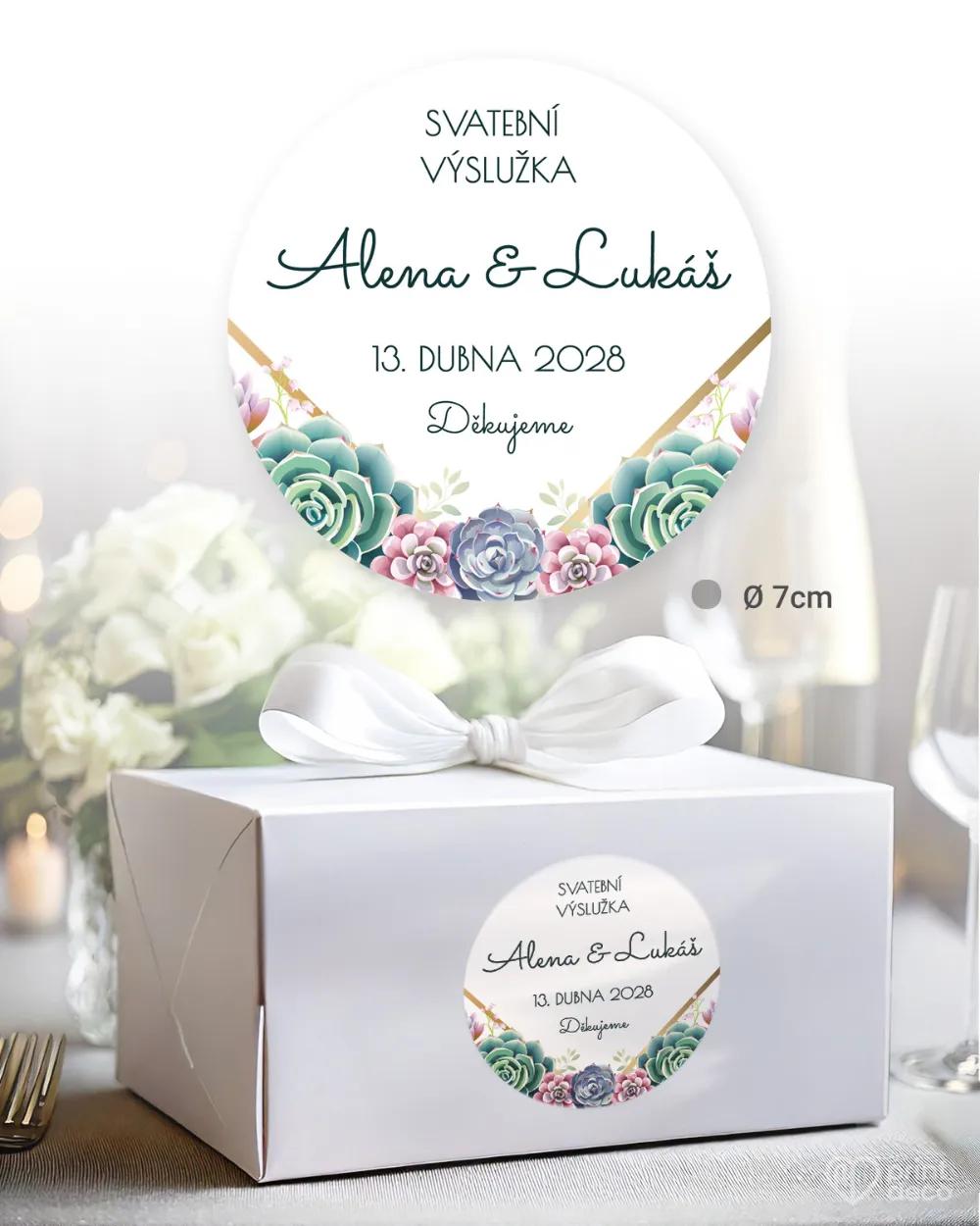 Svatební samolepky na výslužky Sukulenty 1/3