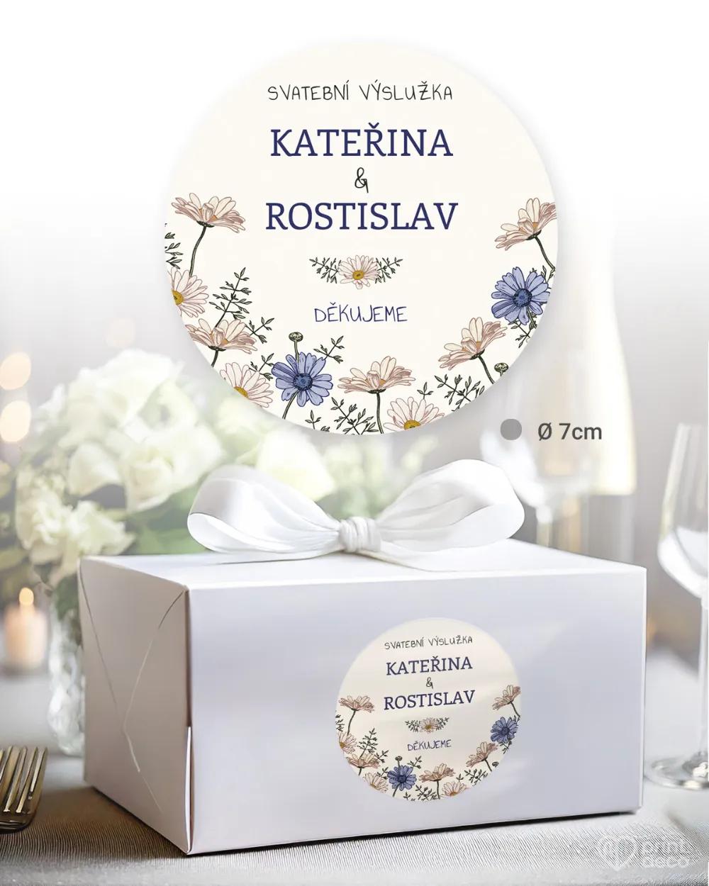 Svatební samolepky na výslužky Heřmánek 1/3