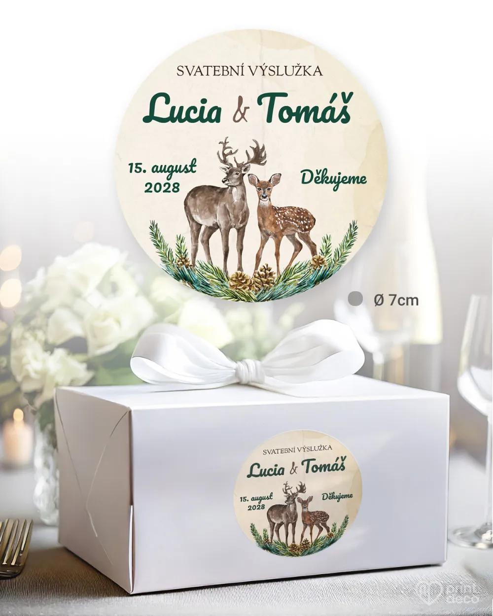 Svatební samolepky na výslužky myslivecký / lesnický motiv 1/3