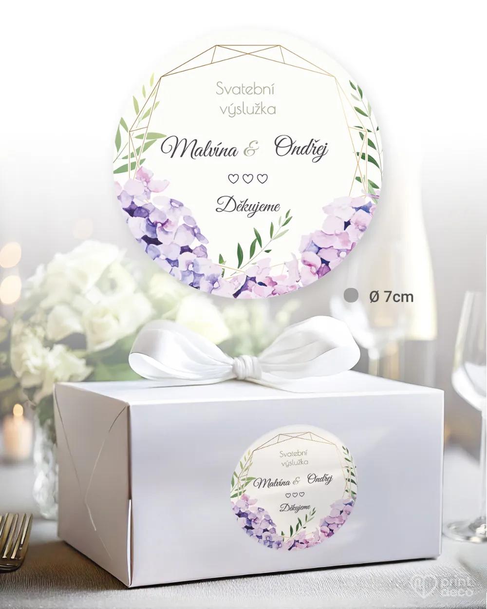Svatební samolepky na výslužky Hortenzie 1/3