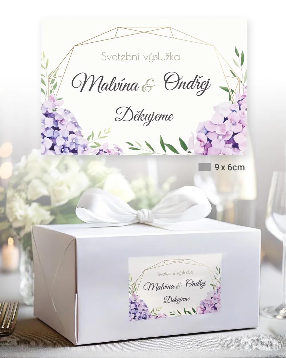 Svatební samolepky na výslužky Hortenzie 2/3