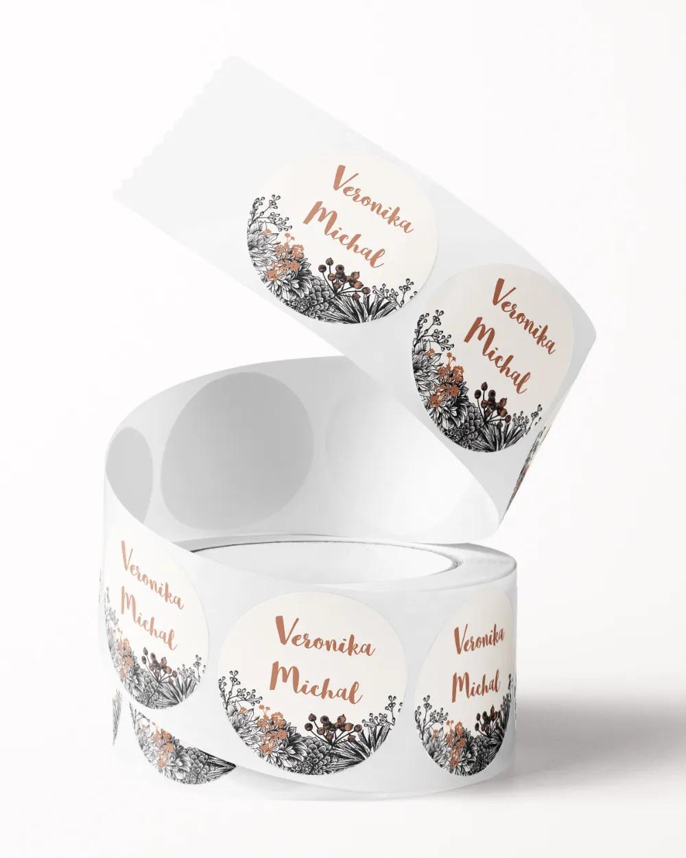 Svatební mini nálepky na obálky a dárky Polní květiny III. 1/3