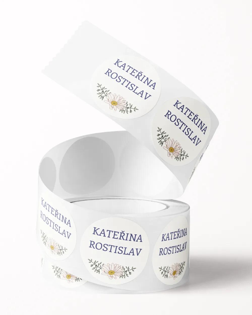 Svatební mini nálepky na obálky a dárky Heřmánek 1/3