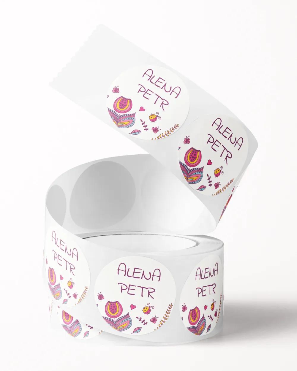 Svatební mini nálepky na obálky a dárky Pestré Ptáčci 1/3