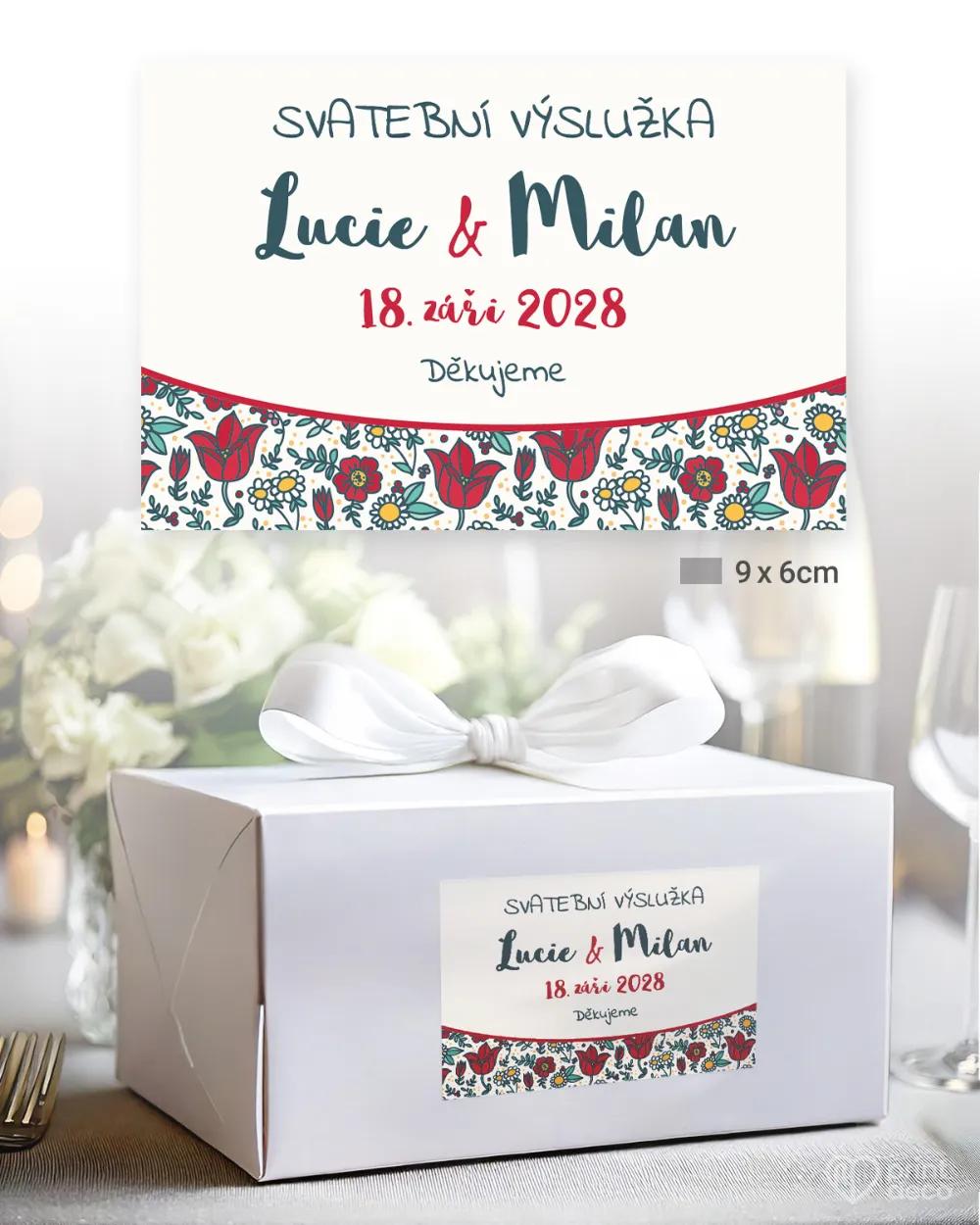 Svatební samolepky na výslužky kreslené polní květiny IV. 2/3