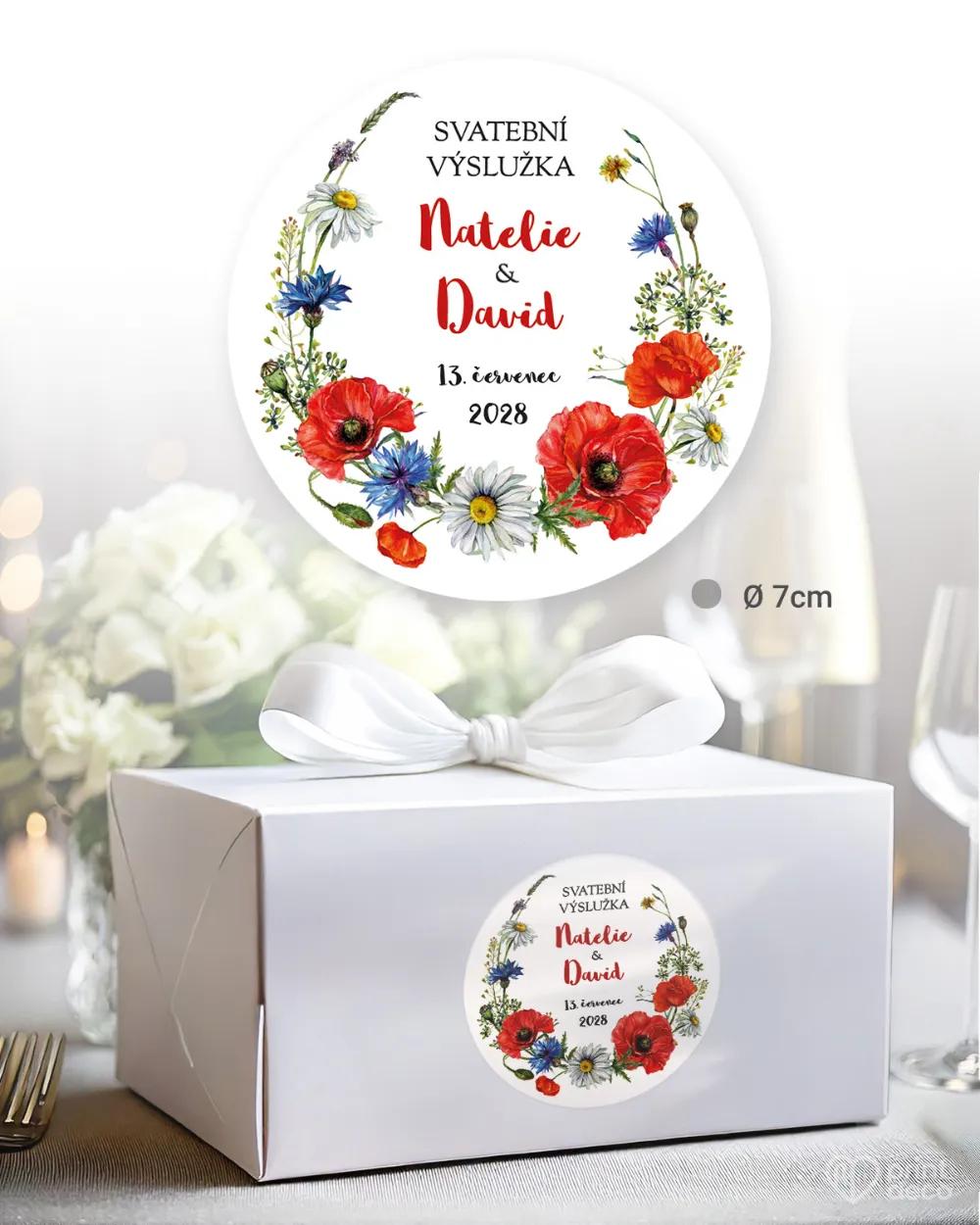 Svatební samolepky na výslužky pestré polní květiny V. 1/3