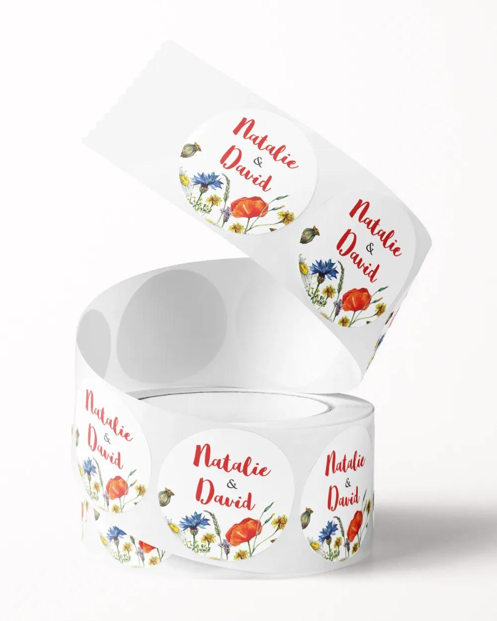 Svatební mini nálepky na obálky a dárky Pestré Polní květiny V. 1/3