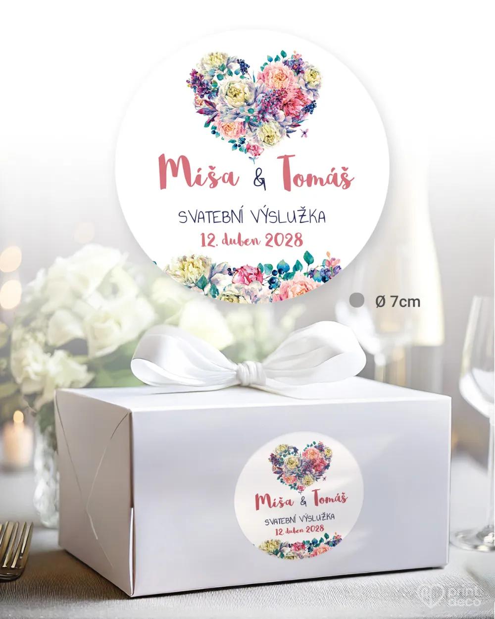 Svatební samolepky na výslužky pivoňky s šeříkem 1/3