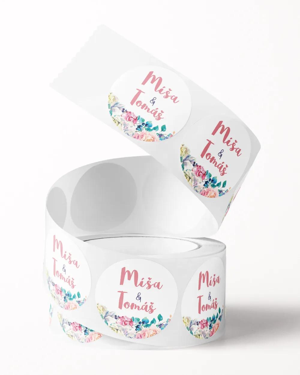 Svatební mini nálepky na obálky a dárky Pivoňky s šeříkem 2/3