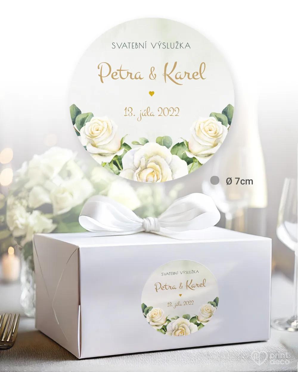 Svatební samolepky na výslužky bílé růže 1/3