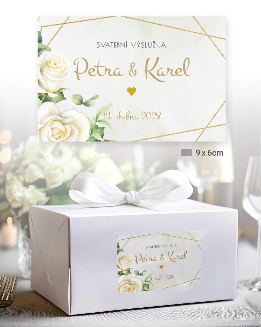 Svatební samolepky na výslužky bílé růže 2/3