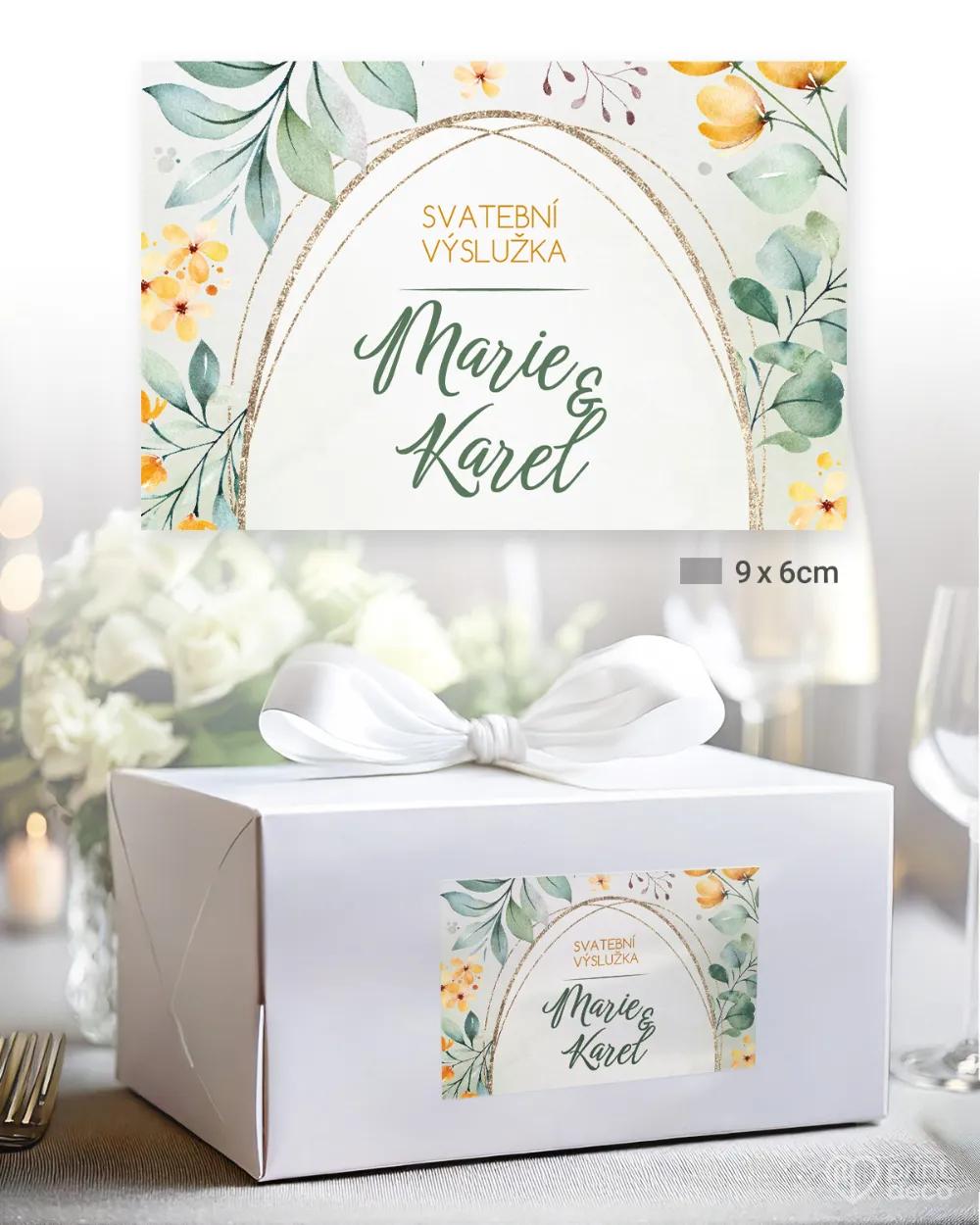 Svatební samolepky na výslužky žluté kvítky 2/3
