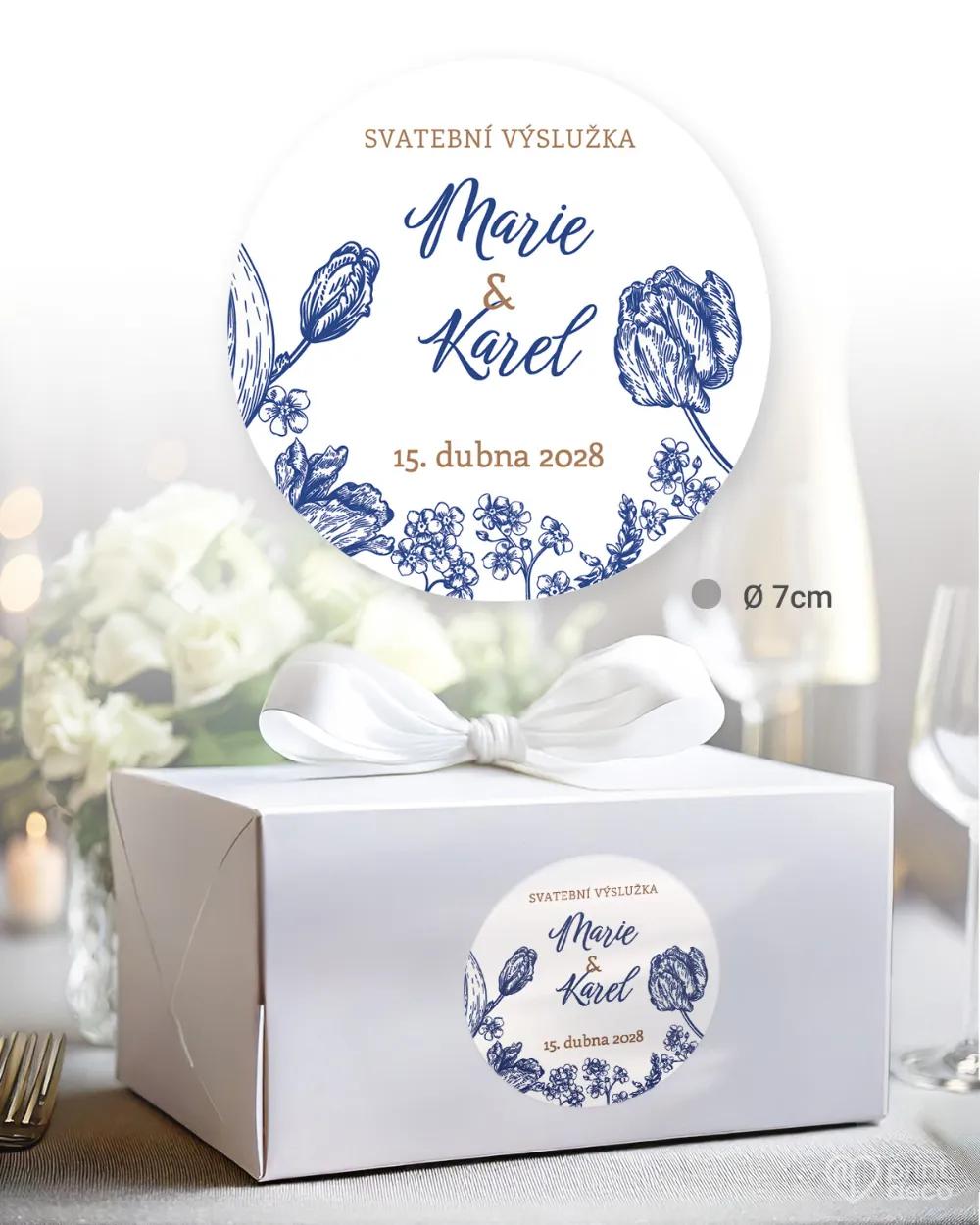 Svatební samolepky na výslužky modré polní květiny 1/3