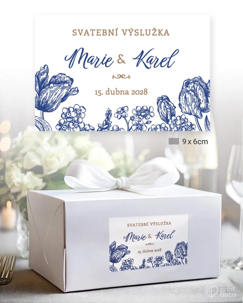 Svatební samolepky na výslužky modré polní květiny 2/3