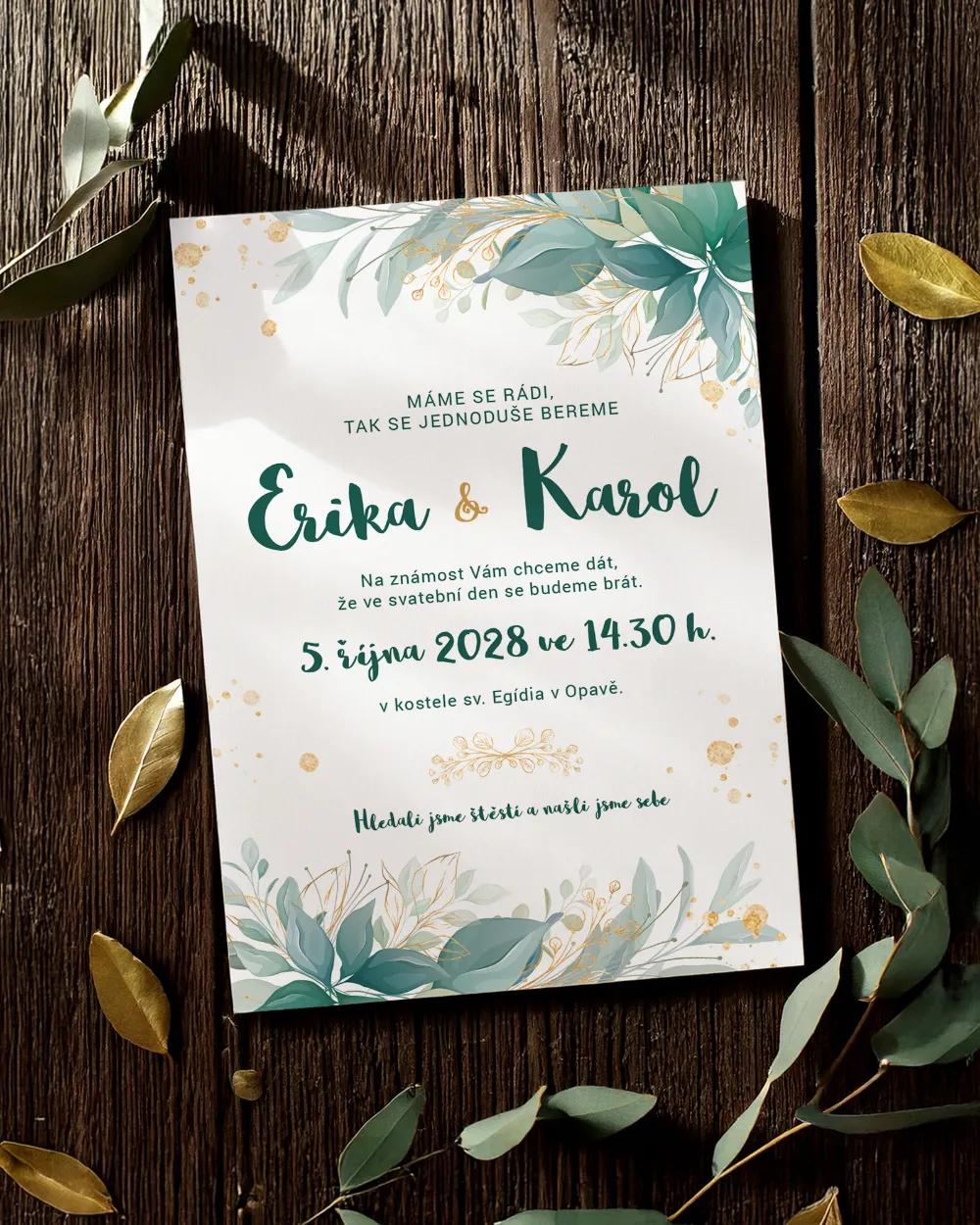 Svatební oznámení - Greenery 02 1/2