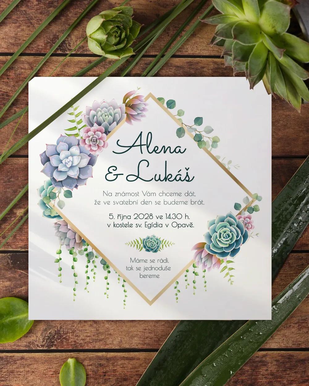 Svatební oznámení - Sukulenty 1/3