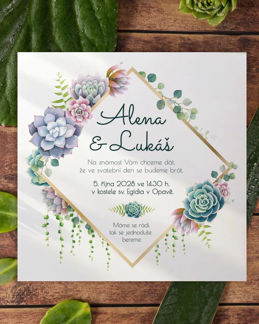 Svatební oznámení - Sukulenty 2/3