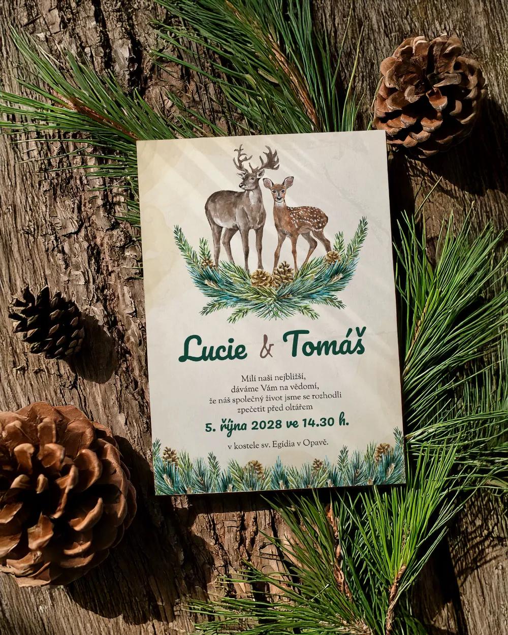 Svatební oznámení - Lesnický / myslivecký motiv 1/2